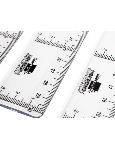 CI | Regla liderpapel 20 cm plastico cristal