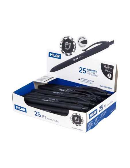 CI | Boligrafo milan p1 retractil 1 mm touch negro