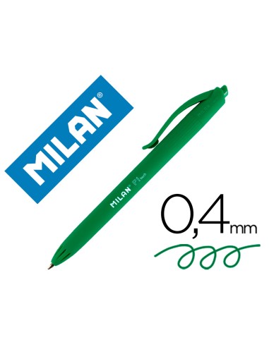 CI | Boligrafo milan p1 retractil 1 mm touch verde