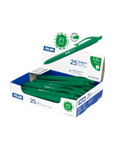 CI | Boligrafo milan p1 retractil 1 mm touch verde