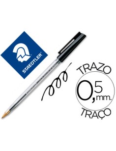 CI | Boligrafo staedtler stick negro con capuchon