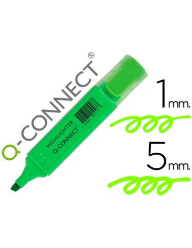 CI | Rotulador q-connect fluorescente verde punta biselada