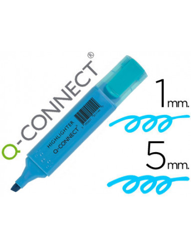 CI | Rotulador q-connect fluorescente azul punta biselada
