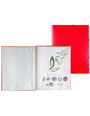 CI | Carpeta liderpapel escaparate con espiral 20 fundas polipropileno din a4 rojo