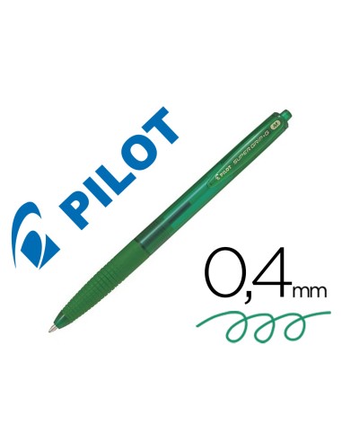 CI | Boligrafo pilot supergrip g verde retractil sujecion de caucho tinta base de aceite