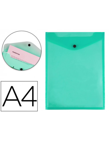 CI | Carpeta liderpapel dossier broche polipropileno din a4 formato vertical verde transparente 50 hojas