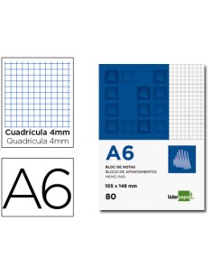 CI | Bloc notas liderpapel cuadro 4mm a6 80 hojas 60g/m2...