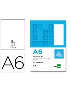 CI | Bloc notas liderpapel liso a6 80 hojas 60g/m2 perforado
