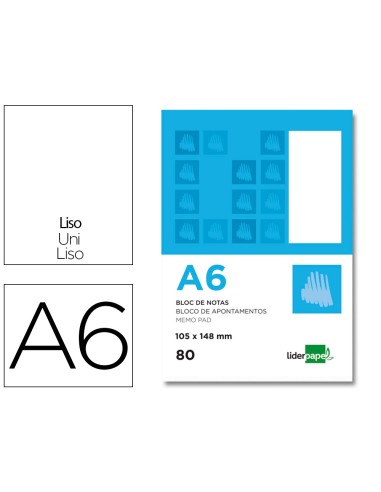 CI | Bloc notas liderpapel liso a6 80 hojas 60g/m2 perforado