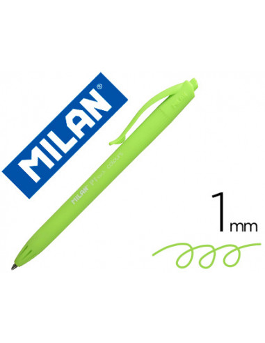 CI | Boligrafo milan p1 retractil 1 mm touch verde claro