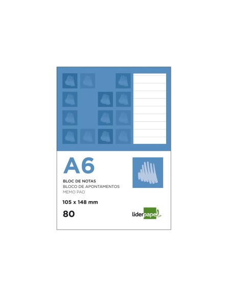 CI | Bloc notas liderpapel horizontal a6 80 hojas 60g/m2 perforado