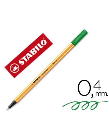 CI | Rotulador stabilo punta de fibra point 88 verde hoja 0,4 mm