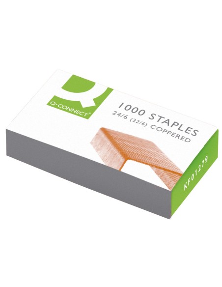 CI | Grapas q-connect nº 23/6 -cobreadas -caja de 1000
