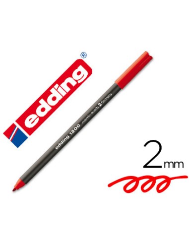 CI | Rotulador edding punta fibra 1300 rojo -punta redonda 2 mm