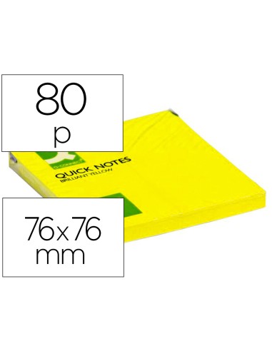 CI | Bloc de notas adhesivas quita y pon q-connect 76x76 mm amarillo neon 80 hojas