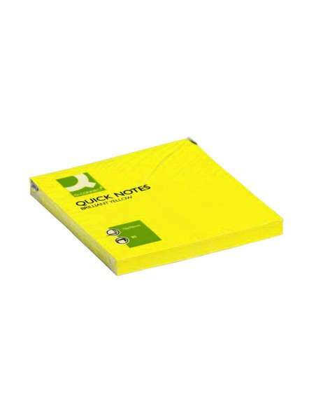 CI | Bloc de notas adhesivas quita y pon q-connect 76x76 mm amarillo neon 80 hojas