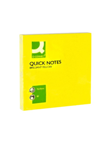CI | Bloc de notas adhesivas quita y pon q-connect 76x76 mm amarillo neon 80 hojas