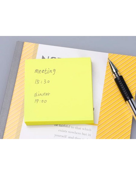 CI | Bloc de notas adhesivas quita y pon q-connect 76x76 mm amarillo neon 80 hojas