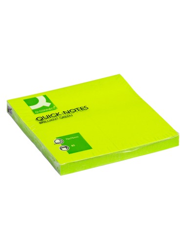 CI | Bloc de notas adhesivas quita y pon q-connect 76x76 mm verde neon 80 hojas