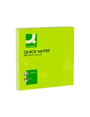 CI | Bloc de notas adhesivas quita y pon q-connect 76x76 mm verde neon 80 hojas