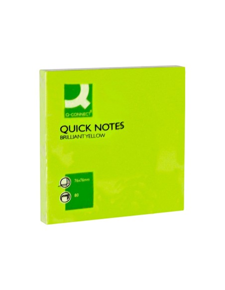 CI | Bloc de notas adhesivas quita y pon q-connect 76x76 mm verde neon 80 hojas