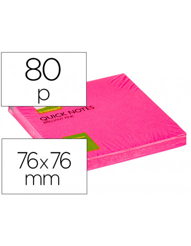 CI | Bloc de notas adhesivas quita y pon q-connect 76x76 mm rosa neon 80 hojas