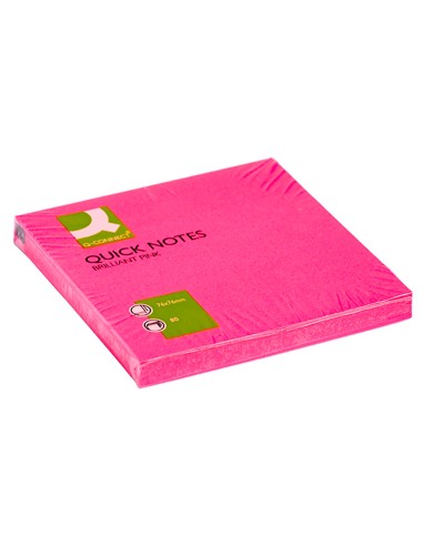 CI | Bloc de notas adhesivas quita y pon q-connect 76x76 mm rosa neon 80 hojas