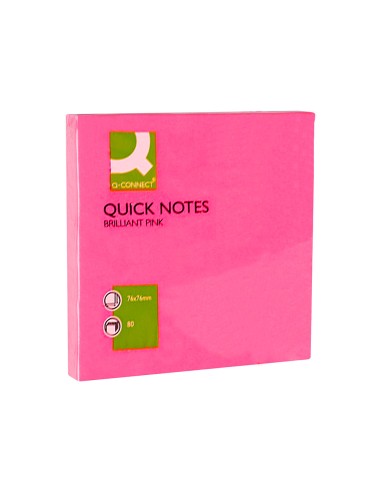 CI | Bloc de notas adhesivas quita y pon q-connect 76x76 mm rosa neon 80 hojas
