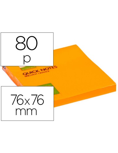 CI | Bloc de notas adhesivas quita y pon q-connect 76x76 mm naranja neon 80 hojas