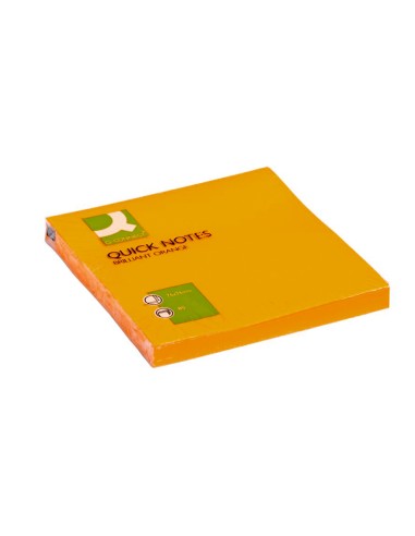 CI | Bloc de notas adhesivas quita y pon q-connect 76x76 mm naranja neon 80 hojas
