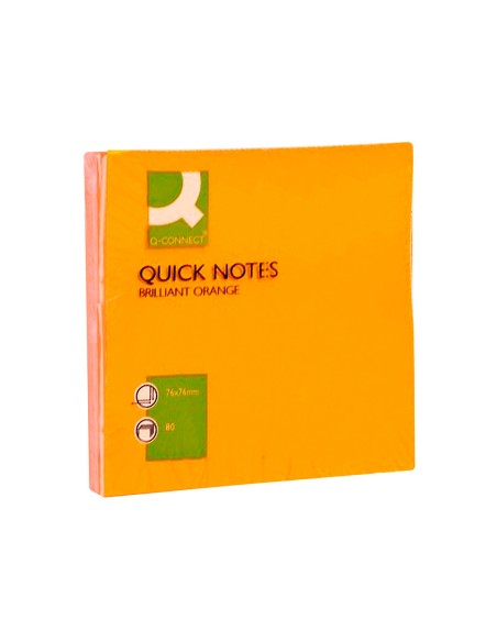 CI | Bloc de notas adhesivas quita y pon q-connect 76x76 mm naranja neon 80 hojas