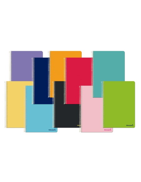 CI | Cuaderno espiral liderpapel cuarto smart tapa blanda 80h 60gr cuadro 5mm con margen colores surtidos