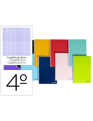 CI | Cuaderno espiral liderpapel cuarto smart tapa blanda 80h 60gr milimetrado 2mm colores surtidos