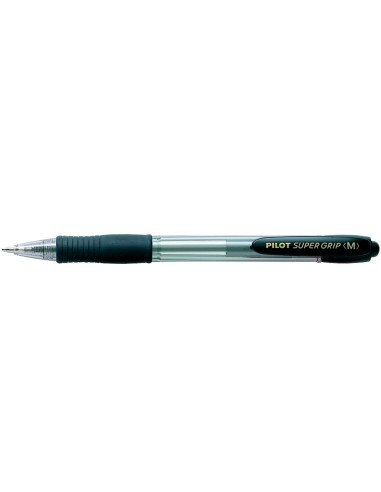 CI | Boligrafo pilot super grip negro retractil sujecion de caucho tinta base de aceite