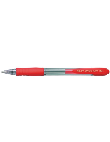 CI | Boligrafo pilot super grip rojo retractil sujecion de caucho tinta base de aceite