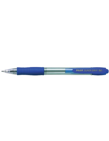 CI | Boligrafo pilot super grip azul retractil sujecion de caucho tinta base de aceite