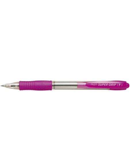 CI | Boligrafo pilot super grip rosa -retractil -sujecion de caucho -tinta base de aceite