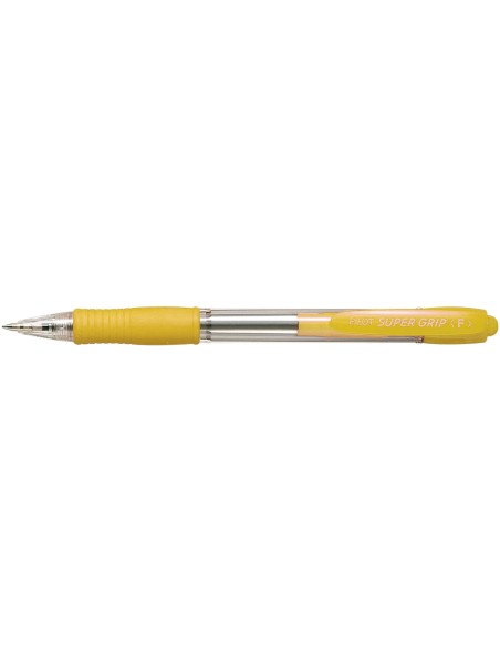 CI | Boligrafo pilot super grip amarillo -retractil -sujecion de caucho -tinta base de aceite