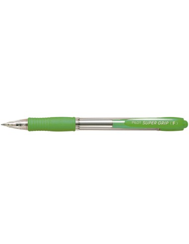 CI | Boligrafo pilot super grip verde claro -retractil -sujecion de caucho -tinta base de aceite