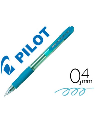 CI | Boligrafo pilot super grip celeste -retractil -sujecion de caucho -tinta base de aceite