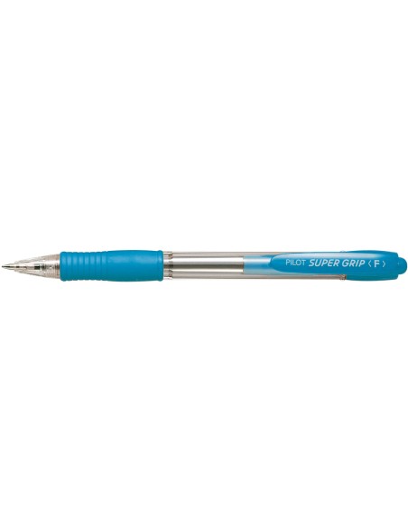 CI | Boligrafo pilot super grip celeste -retractil -sujecion de caucho -tinta base de aceite
