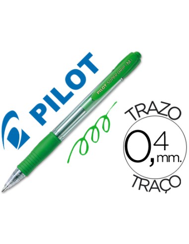 CI | Boligrafo pilot super grip verde retractil sujecion de caucho tinta base de aceite