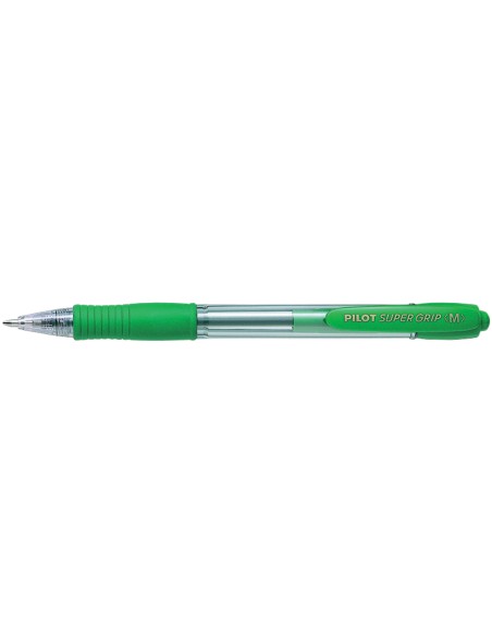 CI | Boligrafo pilot super grip verde retractil sujecion de caucho tinta base de aceite