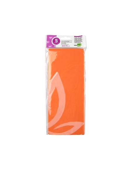 CI | Papel seda liderpapel 52x76cm 18g/m2 bolsa de 5 hojas naranja