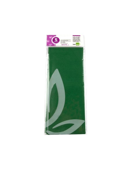 CI | Papel seda liderpapel 52x76cm 18g/m2 bolsa de 5 hojas verde oscuro