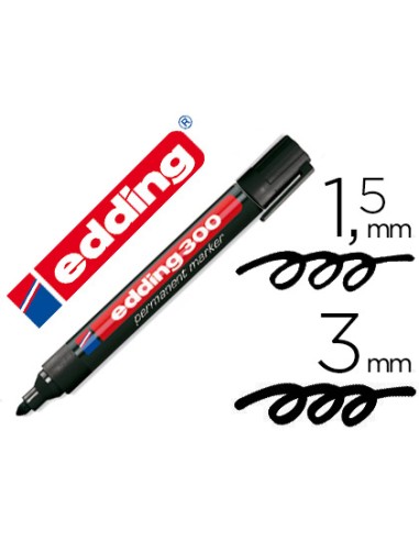 CI | Rotulador edding marcador permanente 300 negro punta redonda 1,5-3 mm