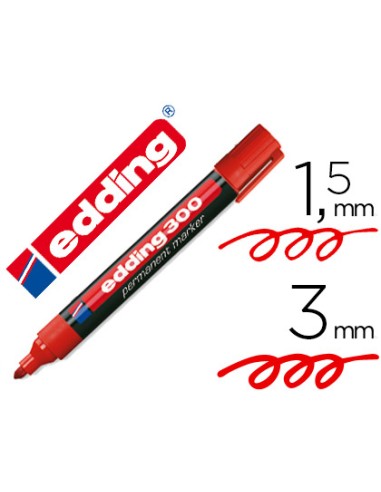 CI | Rotulador edding marcador permanente 300 rojo punta redonda 1,5-3 mm