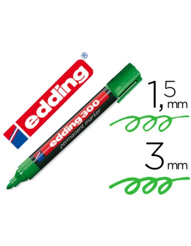 CI | Rotulador edding marcador permanente 300 verde punta redonda 1,5-3 mm