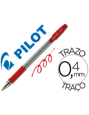 CI | Boligrafo pilot bps-gp rojo -sujecion de caucho -tinta base de aceite -con capuchon