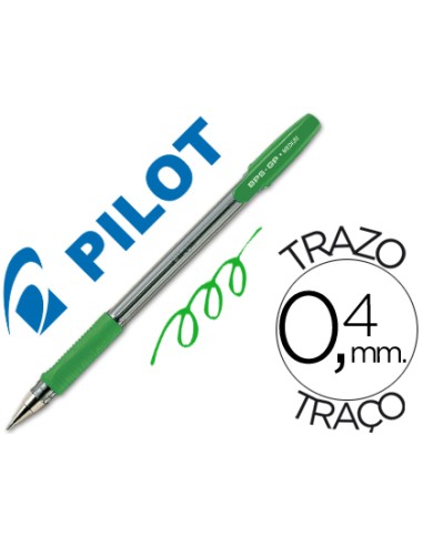 CI | Boligrafo pilot bps-gp verde -sujecion de caucho -tinta base de aceite -con capuchon